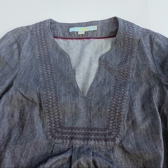BODEN Jean Dress Size 2 Long Sleeve Embroidered Accent - Picture 3 of 6
